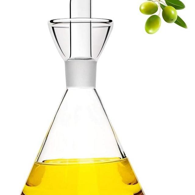 HAIZEEN 4 oz / 125 ml Glass All-Purpose Cruet, Glass Oil Decanter and Cruet (Cone-4 oz, Smooth surface)