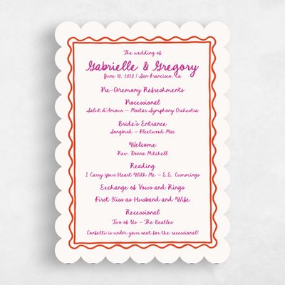 Red Scalloped Wedding Program - Nyssa
