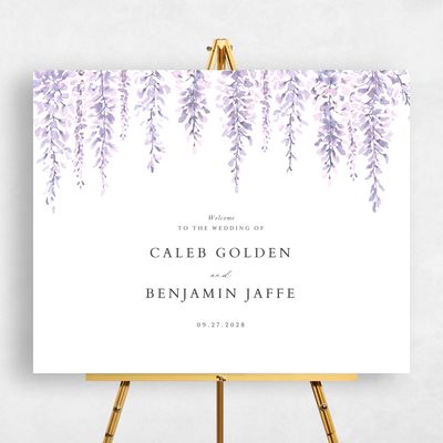 Purple Greenery Wedding Sign - Portree Landscape