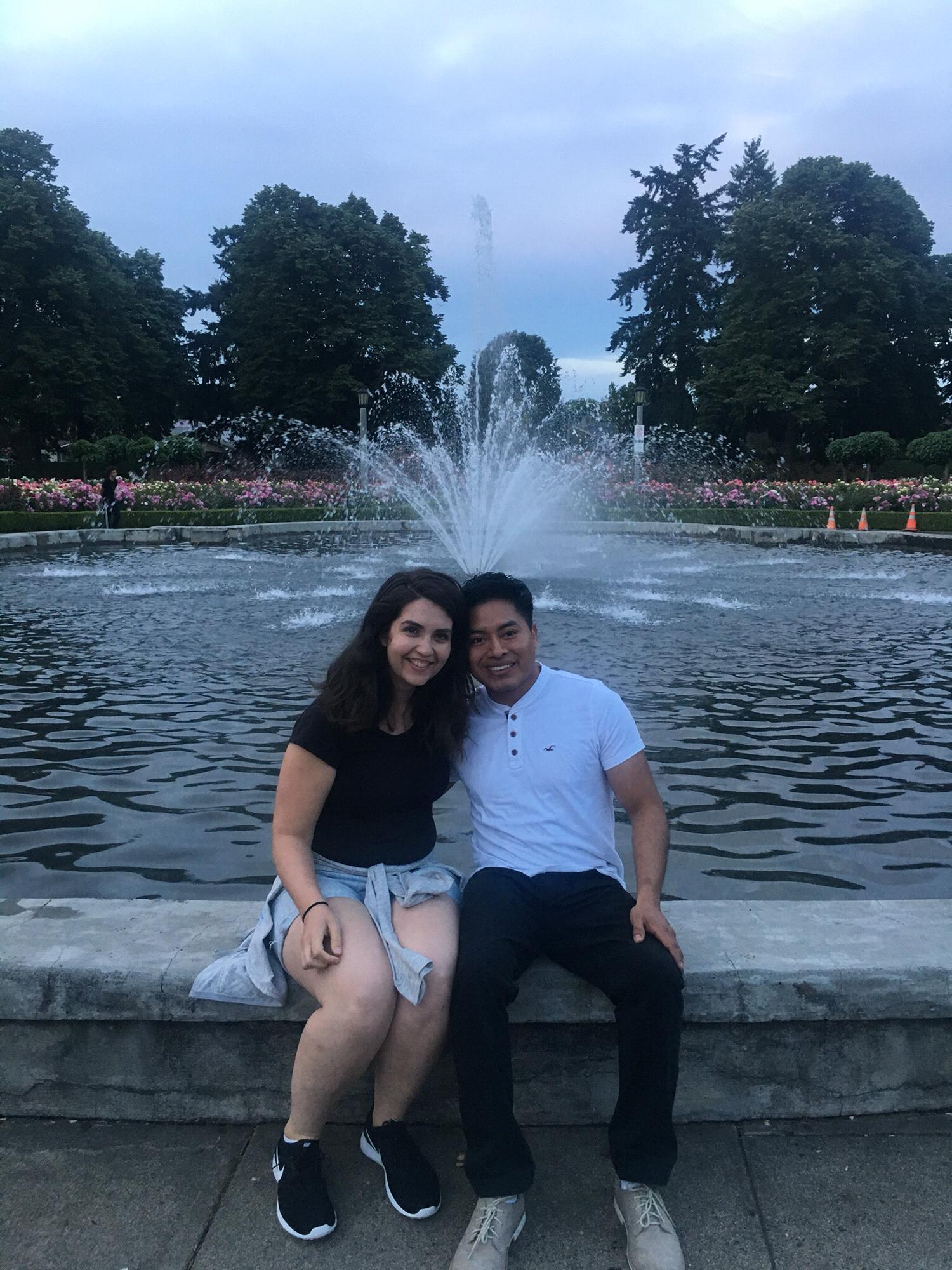 Our first real picture taken just the two of us, our first picture taken after our first kiss, and our first time at Peninsula park with all the beautiful roses.