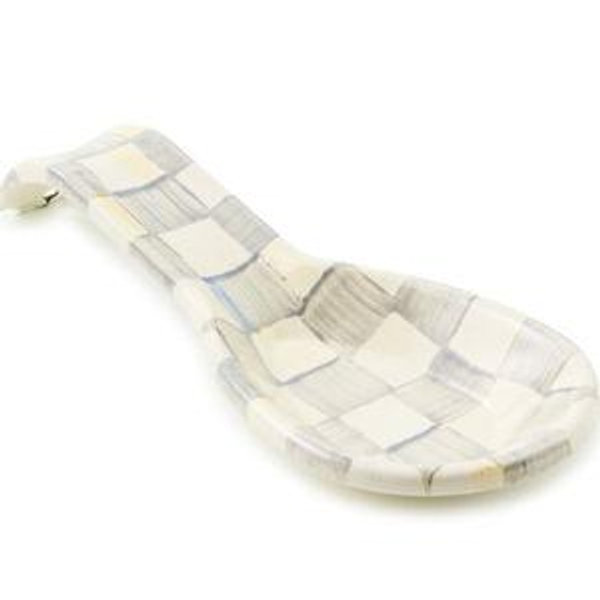 MacKenzie-Childs Check Enamel Spoon Rest- Sterling Check