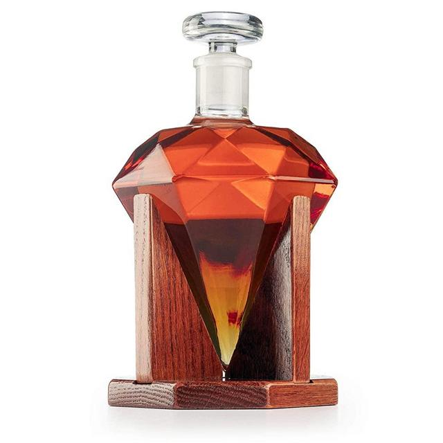 Diamond Decanter For Whiskey, Liquor, - Scotch, Rum, Bourbon, Vodka, Tequila Decanter, The Wine Savant 750ml