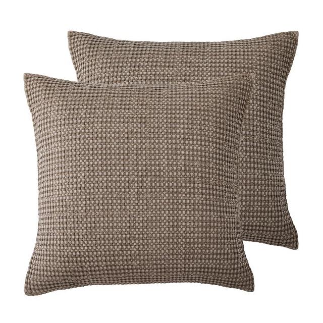 Levtex Home - Mills Waffle - Euro Sham (Set of Two) - Cocoa - Sham Size (26x26in.), No Insert