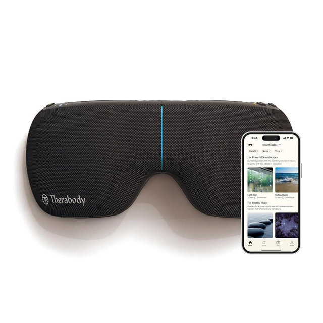 TheraGun Therabody SmartGoggles 2.0 Heated Eye Mask & Eye Massager - Blackout Sleep Mask & Temple Massage for Personalized Relaxation, Stress Relief & Headache Relief