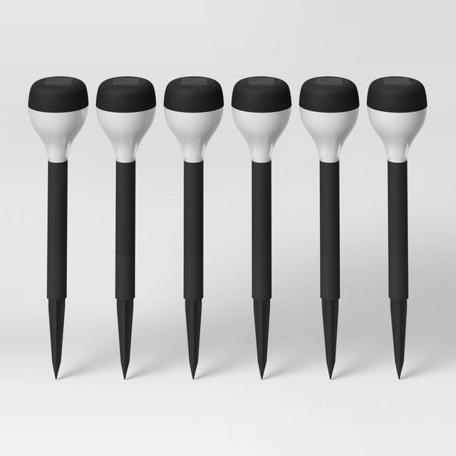 6pk Solar Rounded Pathway Lights Black - Room Essentials™