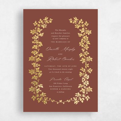 Brown Wedding Invitation - Edera Portrait Foil