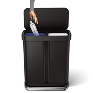 simplehuman 58L Liner Rim Rectangular Recycler, 24L+ 34L, Matte Black
