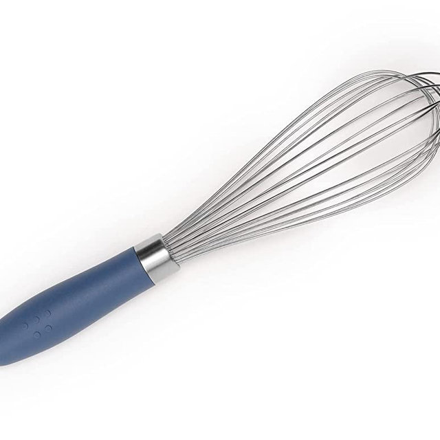 Misen Stainless Steel Whisk with Silicone Handle - Large Balloon Whisks for Cooking - Metal Whisk for Stirring & Mixing, Blue