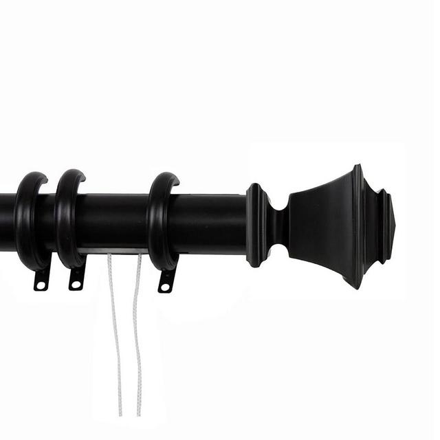 Bach Decorative Traverse Rod w/Rings 66-120 inch - Black