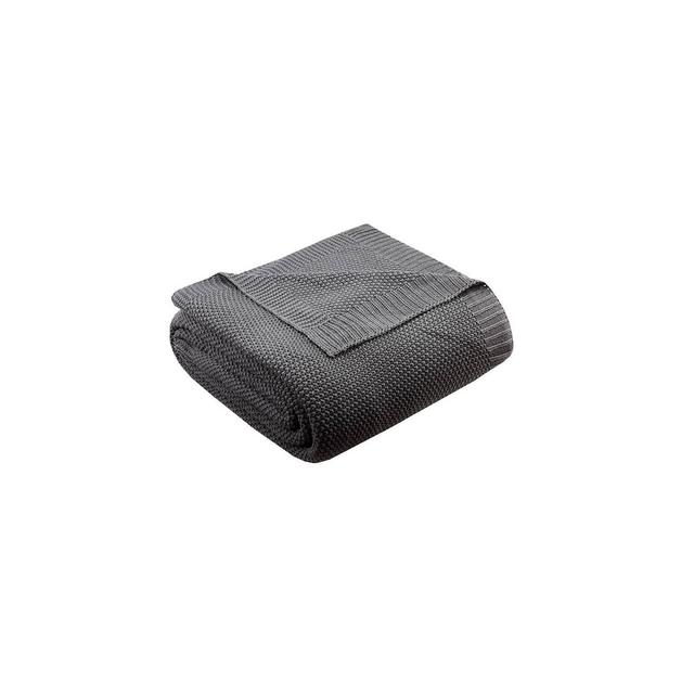 Full/Queen Bree Knit Bed Blanket Charcoal