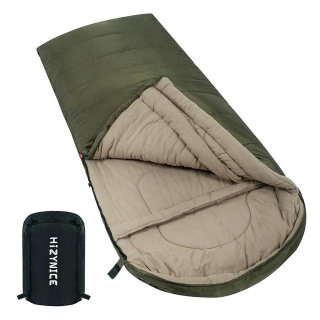 HiZYNICE 0 Degree Sleeping Bag 100% Cotton Flannel XXL for Adults Big and Tall Cold Weather Winter Zero Degree Camping,Free Compression Sack