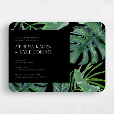 Black Rounded Wedding Invitation - Anaheim Landscape
