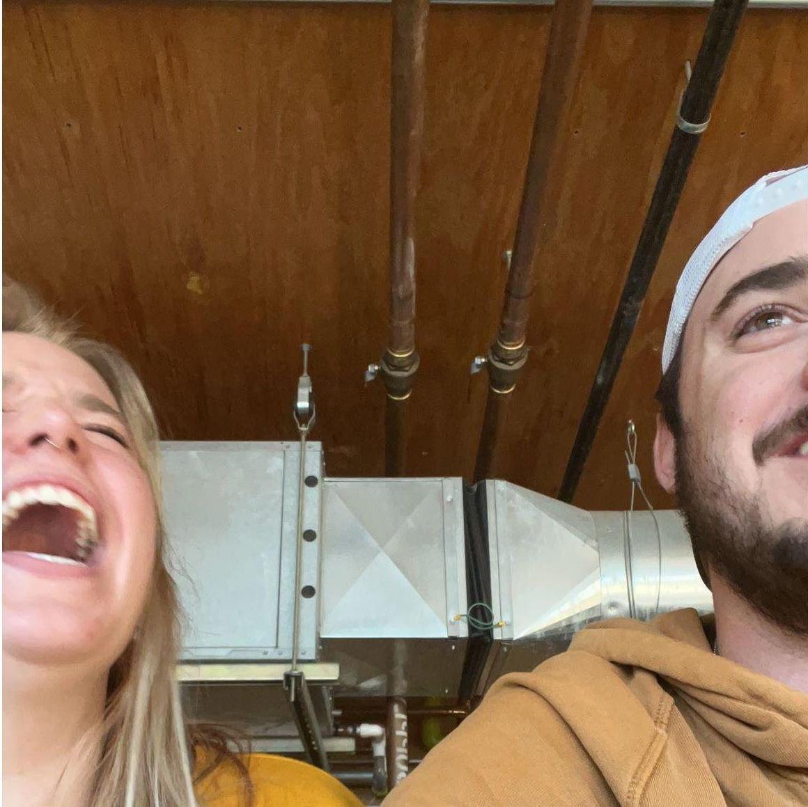 The first date:). Kallie tried to 'sneak' this photo.