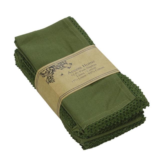 ACCENTHOME Olive Green Cloth Napkins Set of 12 18x18 inch Cotton Dinner Napkins - Washable Soft Premium Hotel Quality Reusable Napkins Perfect Table Napkins for Family Dinners, Weddings & Everyday Use