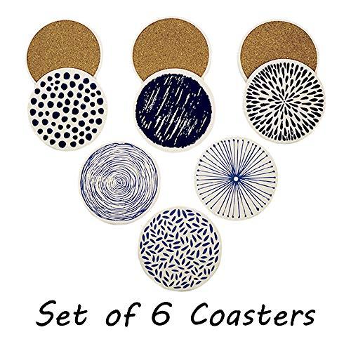 Set of 6 Acme Designs Coasters for Drinks Absorbing Round Ceramic Stone Coaster With Cork Base,Tabletop Protection Mat for Mugs and Cups,Office,Kitchen Many Pattern Options (Ceramic Coasters)