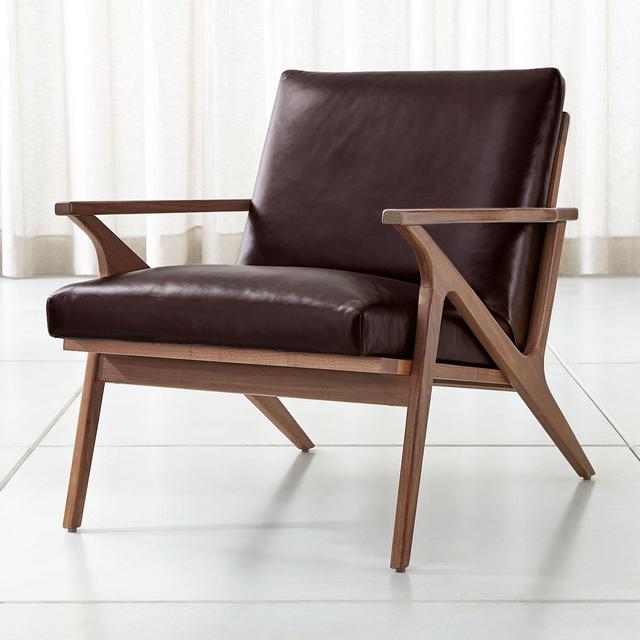 Cavett Leather Wood Frame Chair