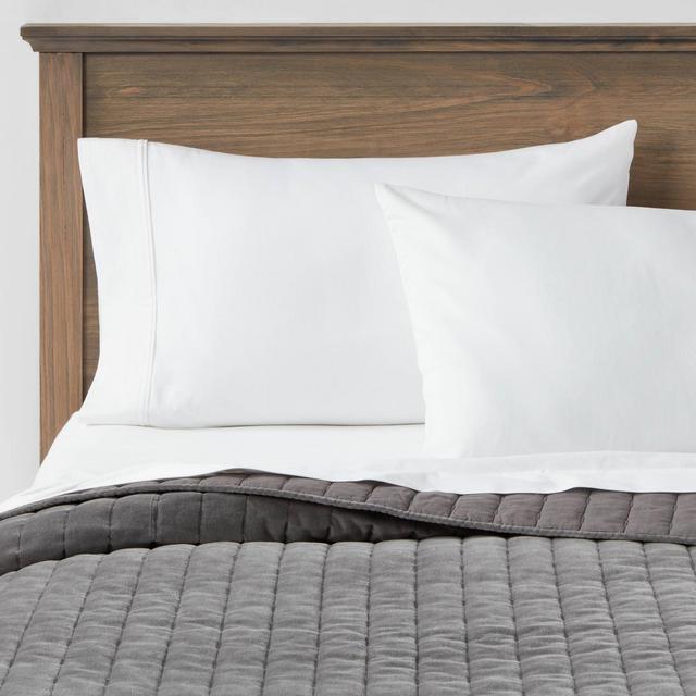 Full/Queen Channel Stitch Velvet Quilt Charcoal - Threshold™
