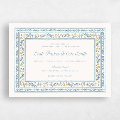 Dusty Blue Wedding Invitation - Pervenche Landscape