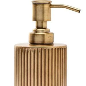 Pigeon and Poodle Redon Modern Antique Brass Ribbed Metal Soap Pump - Small