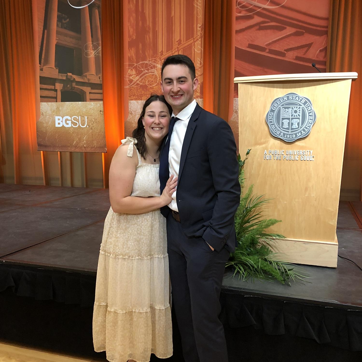 Celebrating Nate at a scholarship banquet dinner in April 2022!