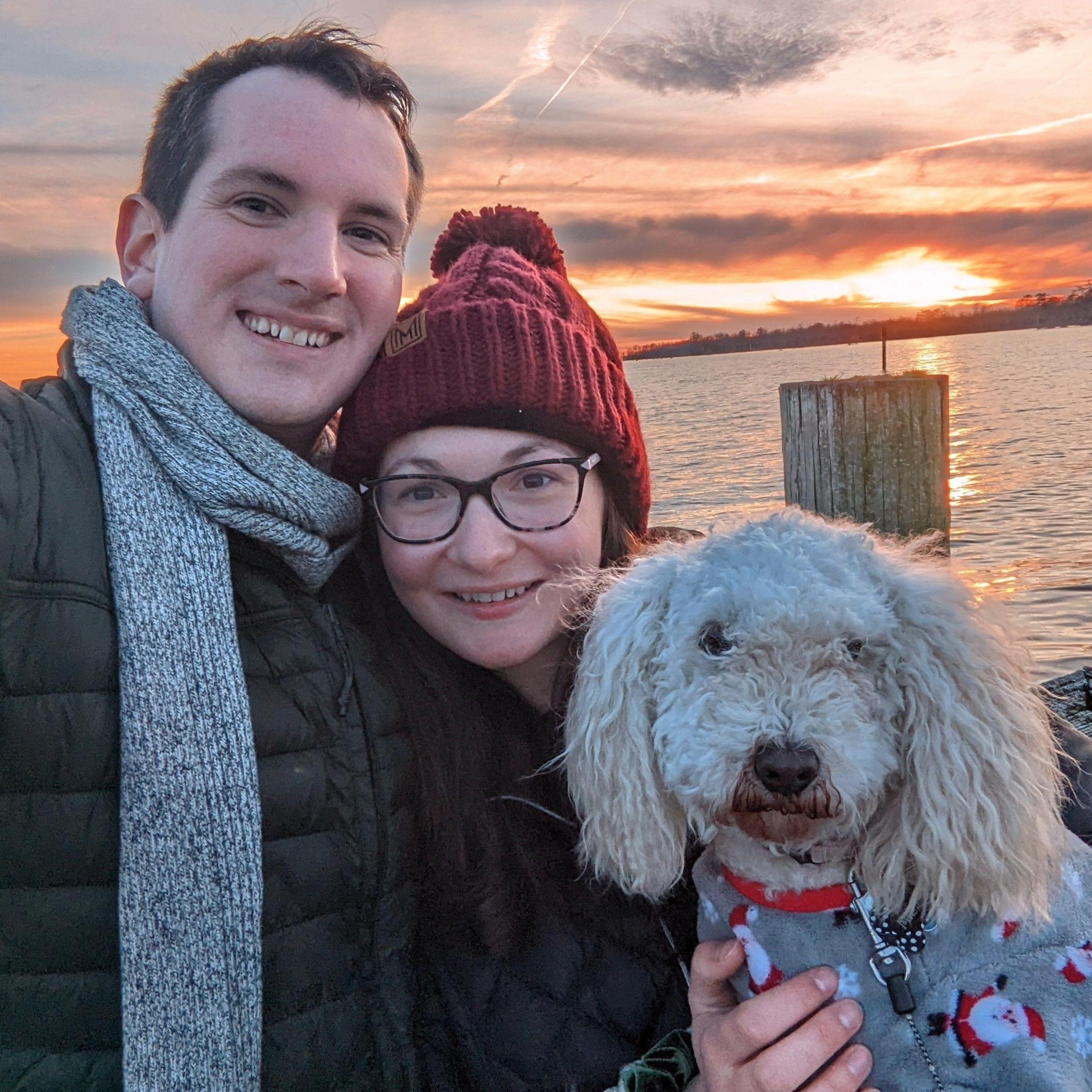 Our first Christmas together in Edenton, NC with Rachel's family. It was at this point, Bob encouraged Rachel to take Millie to a professional groomer!