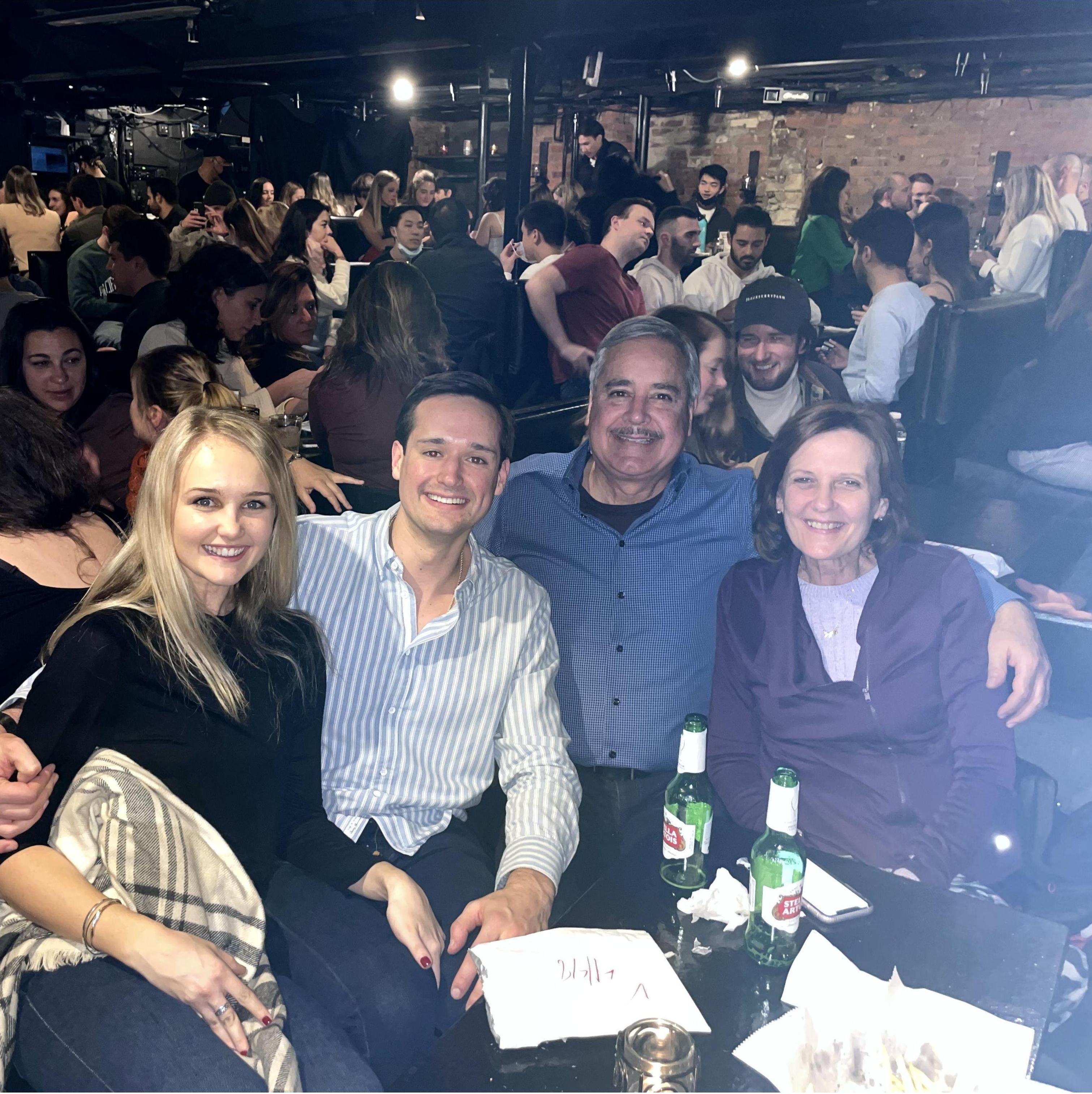 Brooke getting to know Jonathan's parents at the Comedy Cellar! (Nov 2021)