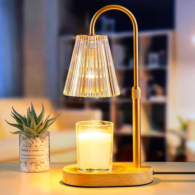 Skjrvrh Candle Warmer Lamp with Timer: Electric Candles Wax Warmers Glass Lamps for Jar Candles Burner Adjustable Height and Dimmable Light Modern No Flame Scented Candle Warming Lantern