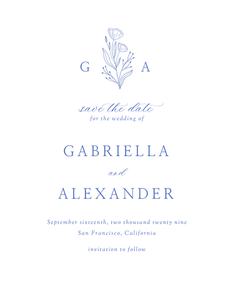 Vanora Portrait | Cornflower Blue | Zola Save The Dates