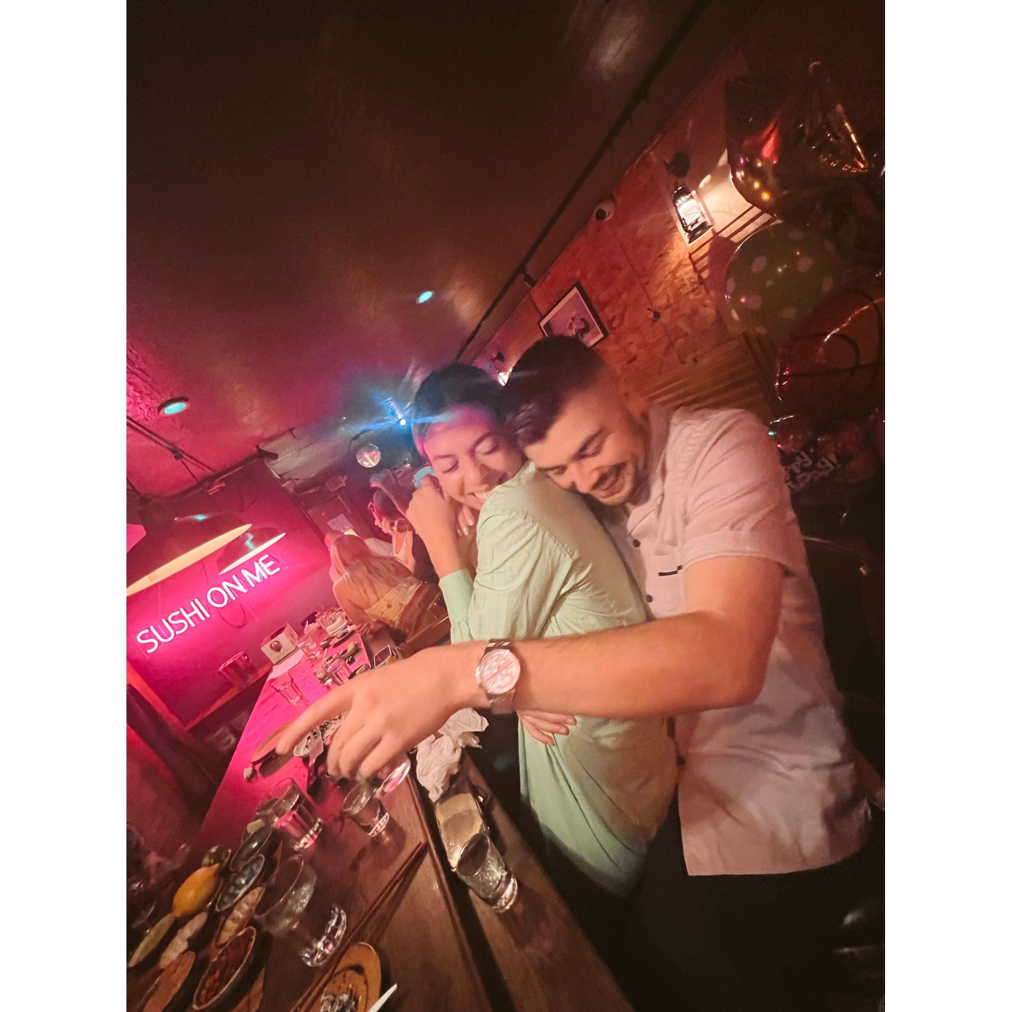 One of our favorite nights in New York at 'Sushi on Me' celebrating our 29th & 30th birthdays