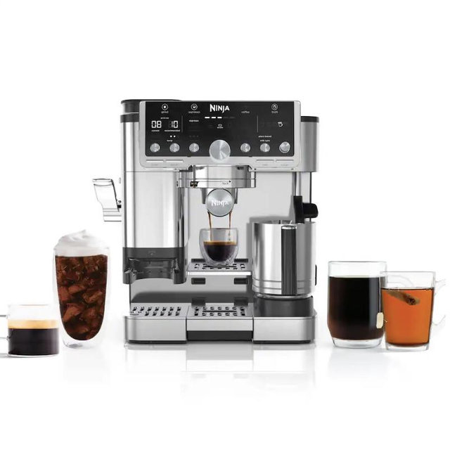 Ninja - Luxe Café Pro Series 4 in 1 Espresso, Drip Coffee, Cold & Hot Brew, Tamper, Grinder, Scale, Hands-Free Frother - Stainless Steel