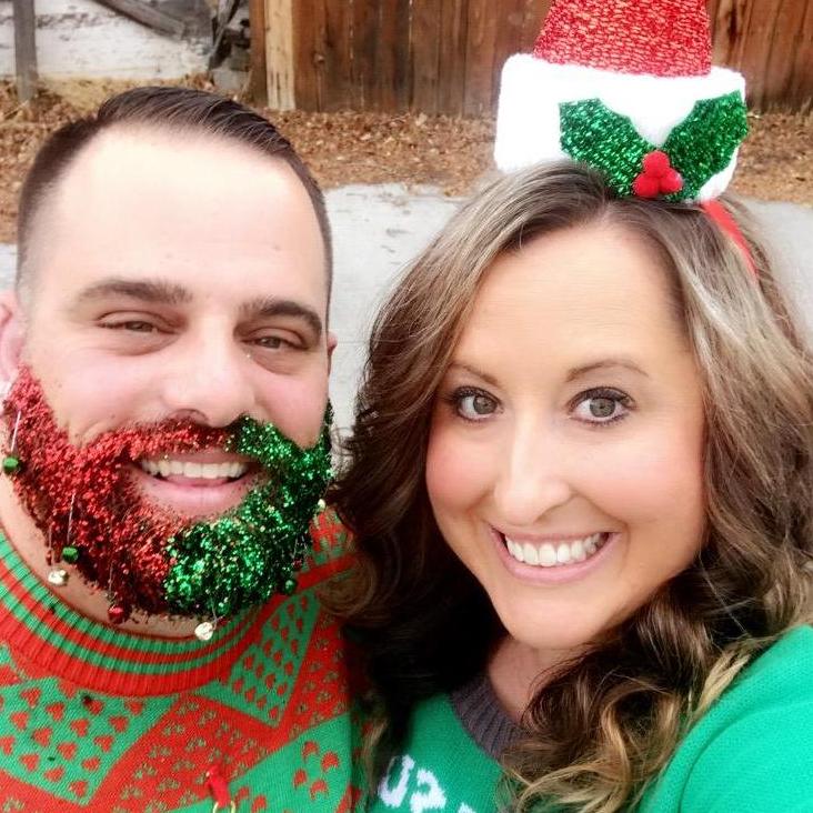Ugly sweater Wine Walk and Santa Crawl for Christmas 2018! Everyone was obsessed with Rich's glitter beard!
