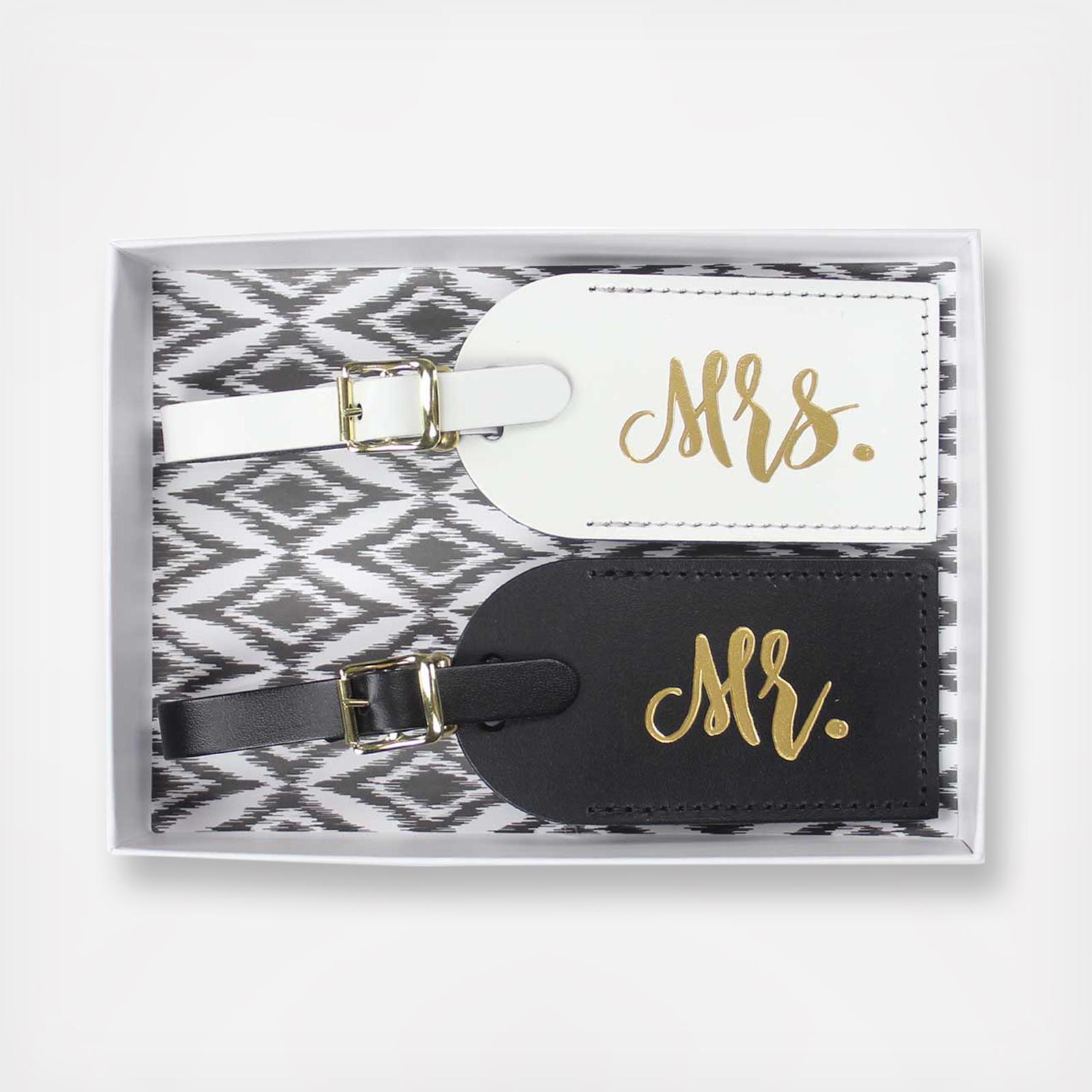 mr & mrs luggage tag set