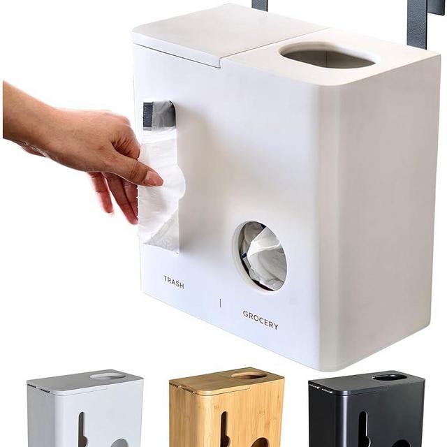 Ayos Grocery Bag Holder & Trash Bag Dispenser - The Original 2 in 1 Plastic Bag Organizer (White)