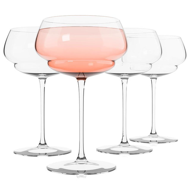 Luigi Bormioli Backdoor 20's - Great Gatsby 10 Oz. Cocktail Glasses Set of 4, Unique and Modern Crystal Coupe/Martini Glass - Dishwasher Safe, Made in Italy