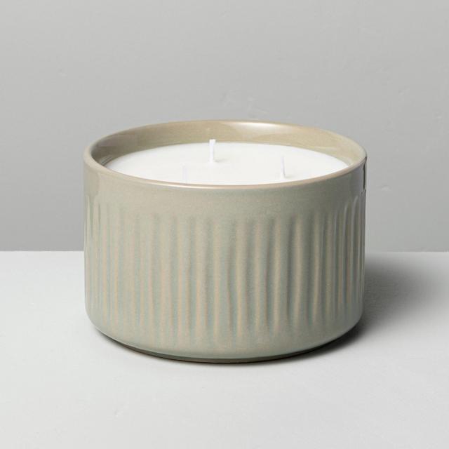 11oz Medium 3-Wick Moss & Ivy Fluted Ceramic Candle - Hearth & Hand™ with Magnolia