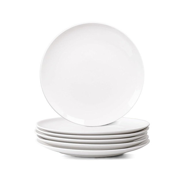 YALONG White Dinner Plates Set of 6, 10 Inch Large Ceramic Plates – Durable White Porcelain Dinner Plates for Kitchen, Serving & Everyday Use, Microwave & Dishwasher Safe