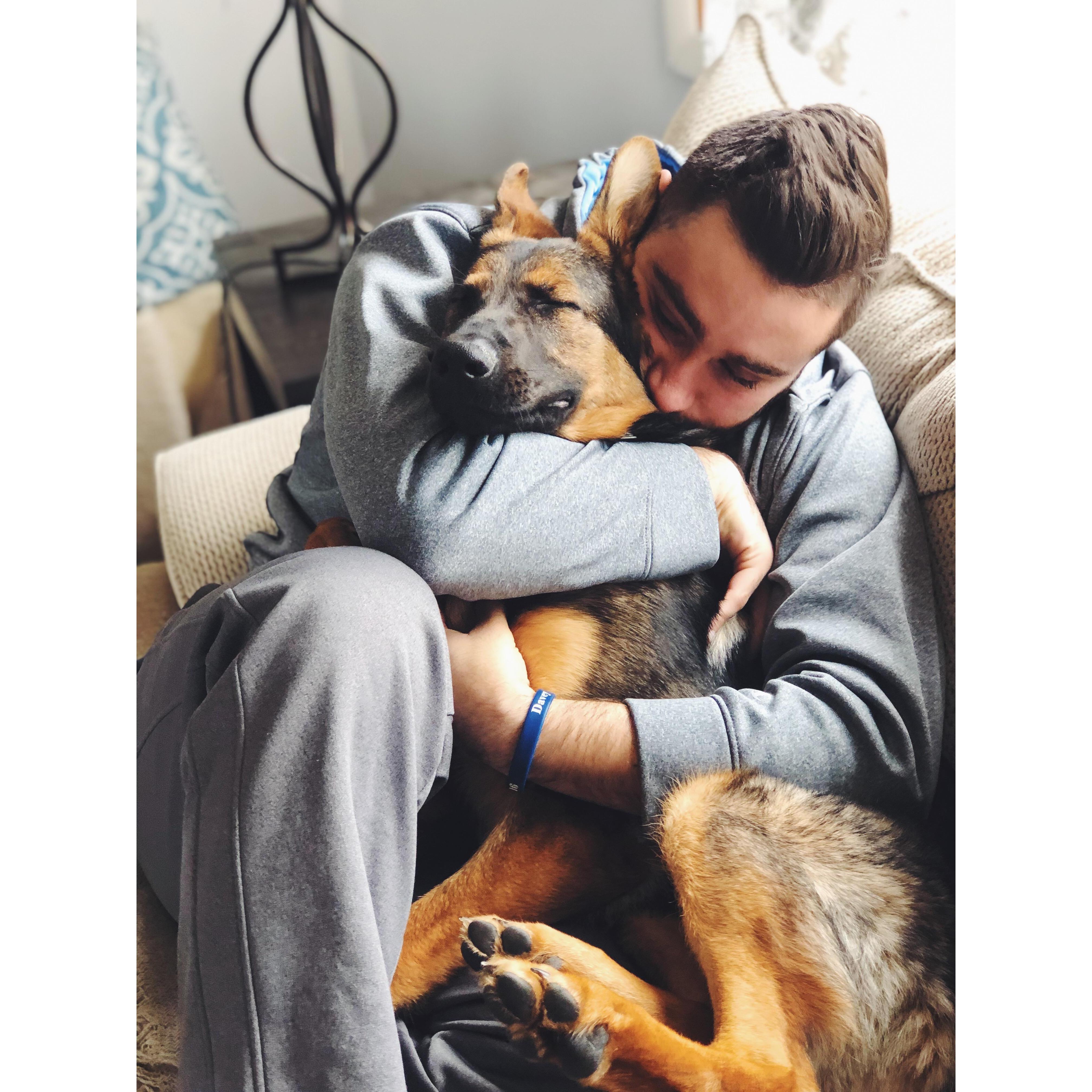 With our pooch Mac.