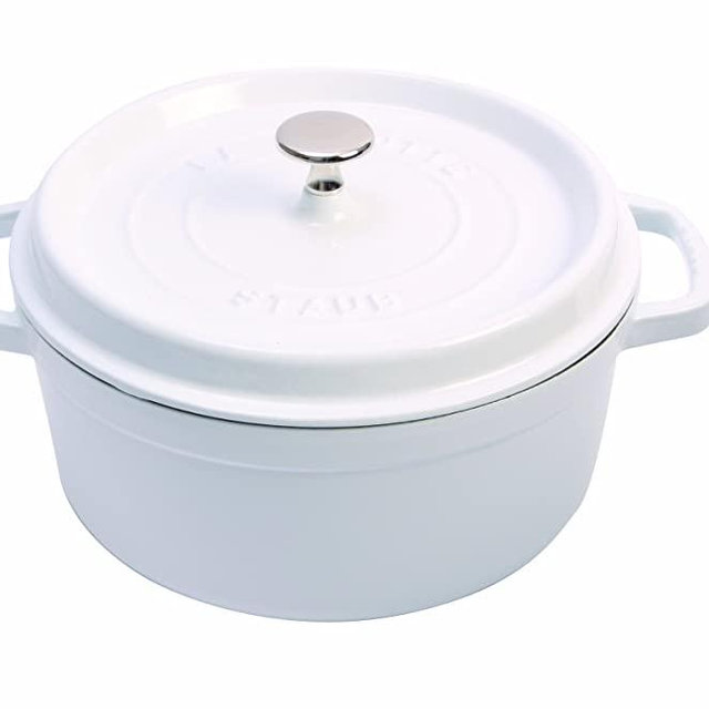 Staub 1102402 Cast Iron Round Cocotte, 4-Quart, White