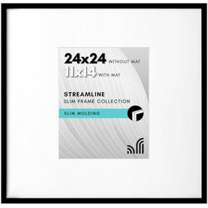 Americanflat 24x24 Picture Frame with Polished Plexiglass - Use as 11x14 Frame with Mat or Display 24x24 Photo Without Mat - Streamline Collection - Thin Border Square Frames for Wall Display - Black