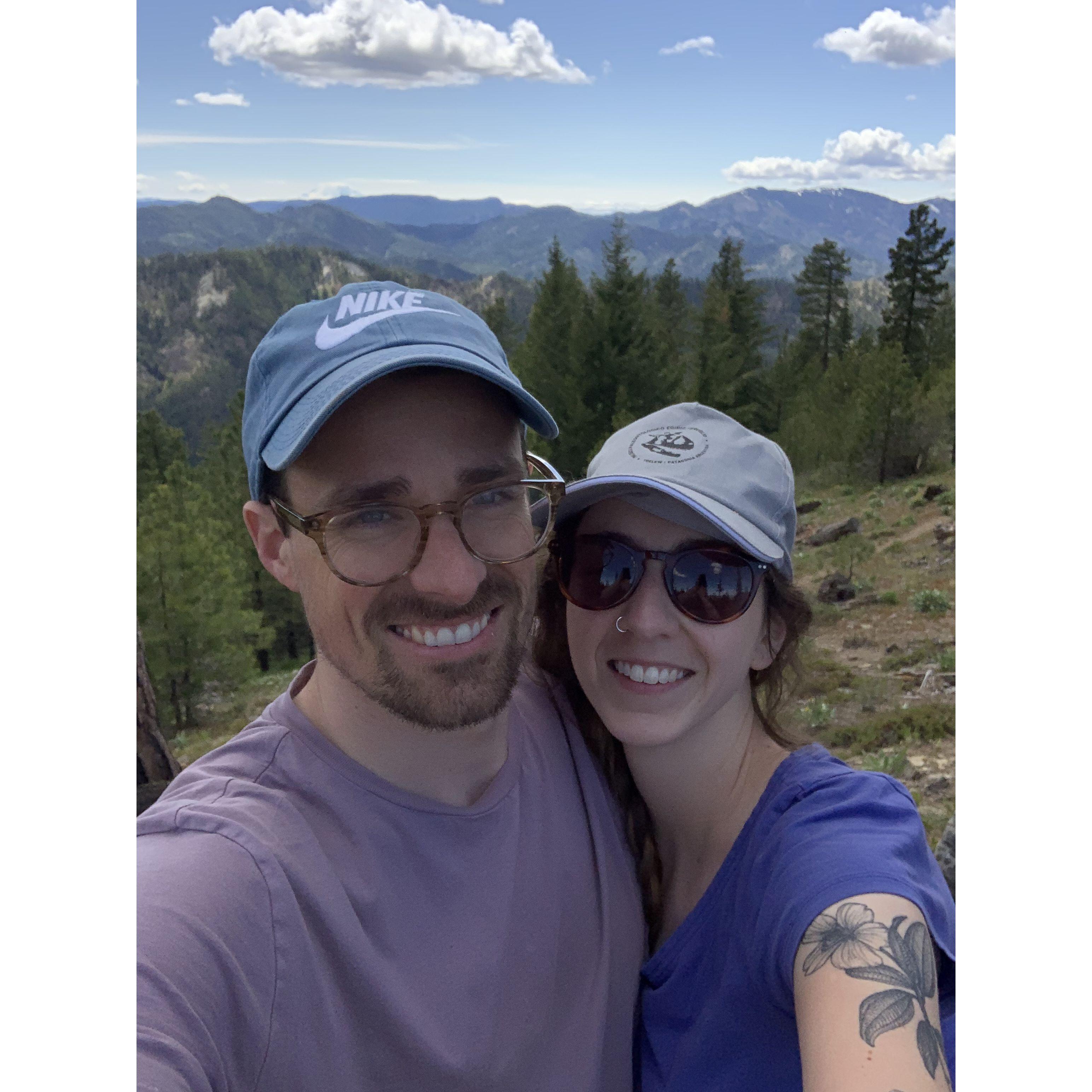 Happy we got to the top of a mountain with Elena's car from hell.