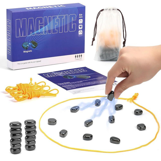 Magnetic Chess Game,24 Stones, 3 String & Portable Storage Bag, Strategy Board Game for Family Night, Use for Kids Adults (Age 9+)