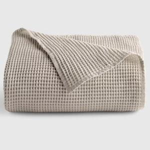 Organic Waffle Bed Blanket in Dove