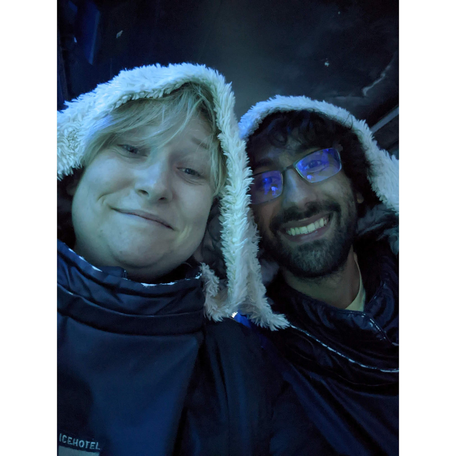 Visiting the ice bar in Stockholm.