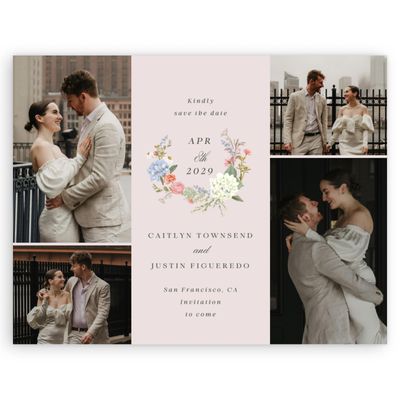 Light Mauve, Pink Wedding Digital Save the Date - Rosamund Multiphoto