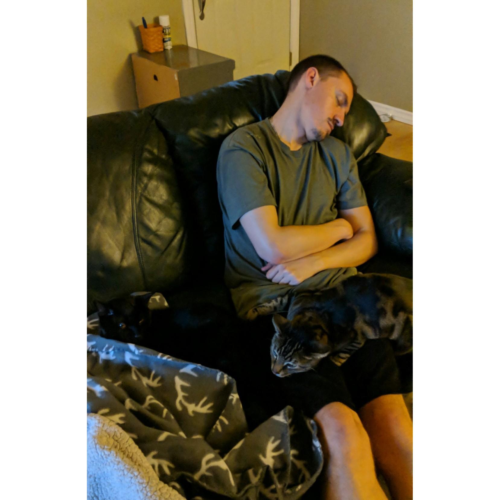 Chris sleeps with the boys