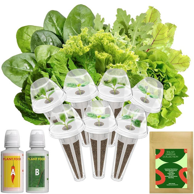 Inbloom 7-Pods Salad Greens Seed Pod Kit for AeroGarden, Ahopegarden, Gardencube Hydroponic Garden with Spinach, Buttercrunch, Paris & American Lettuce, Swiss Chard, Arugula, Bok Choy - 350 Seeds