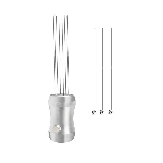 Walsunte WDT Tool Espresso Distributor - Magnetic Espresso Distribution Tool with 8 x 0.4mm Stainless Steel Needles, Includes 3 Extra Replaceable Needles, Precision Espresso Stirrer (Silver)