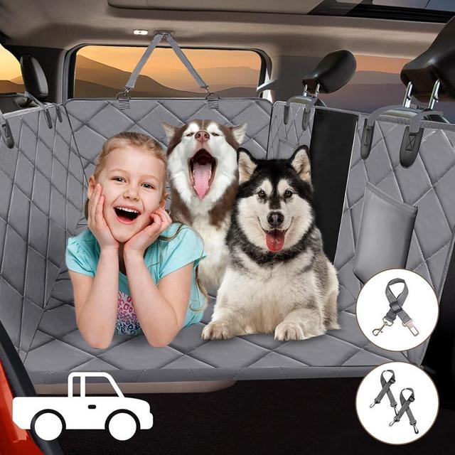 ROUWINNE Back Seat Extender for Dogs Truck-Large Space, Truck Dog Car Seat Cover for Back Seat Hard Bottom Holds 400lbs, Sturdy Pet Seat Covers for Trucks, Waterproof Backseat Dog Hammock for Truck
