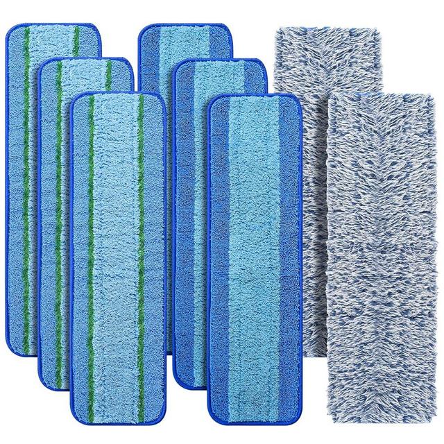 8 Pack Mop Pads Replacement for Bona Family of Mops, Washable & Reusable Microfiber Cleaning Pad for Hardwood and Multi-Surface (3 Deep Clean Pads + 3 Microfiber Cleaning Pads + 2 Dusting Pads)