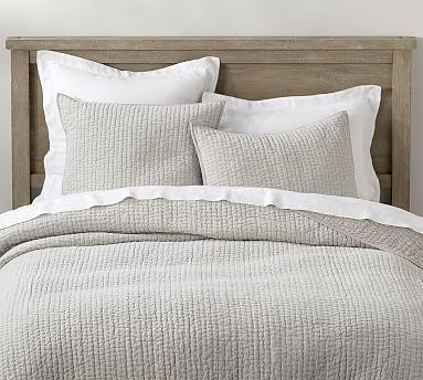 Stonewashed Cotton Pick-Stitch Quilt - Gray